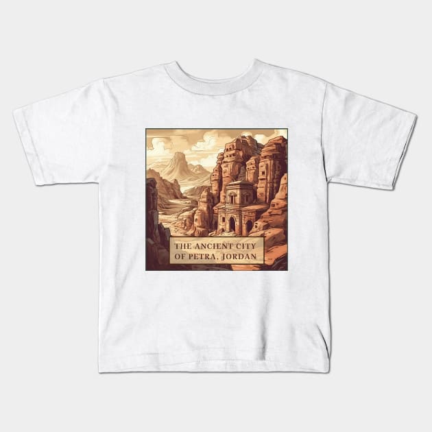 The Ancient City of Petra, Jordan handsome illustration Kids T-Shirt by KOTYA